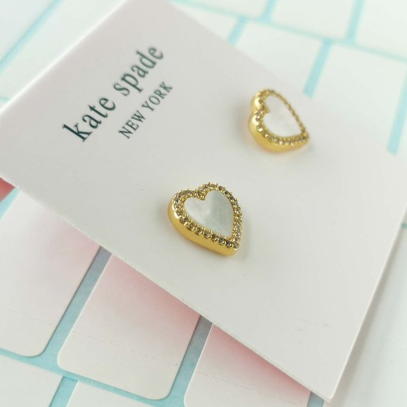 Kate Spade Take Heart White Gold Stud Earrings with dust bag - Picture 2 of 3